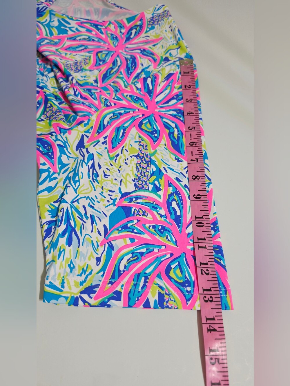 Lulu-B 1X SPF 50 Tropical Palm Print Dress Pink Blue 3/4 Sleeve Resort Plus - Picture 10 of 14